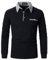 AIOIDI Men's Long Sleeve Polo Shirts Contrasting Colors Work Cotton Breathability Golf Tennis T-Shirt Blue L