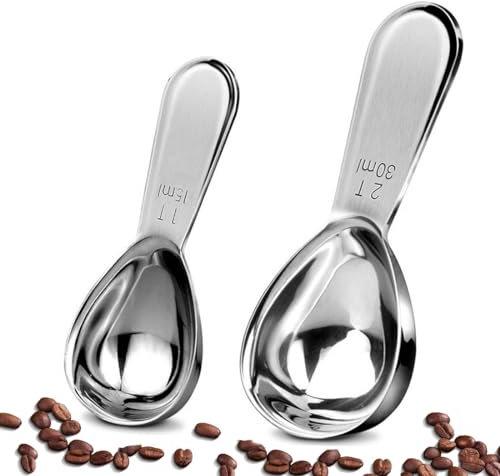 UDQYQ Coffee Scoop -2 Pack Measuring Coffee Spoon (15ML and 30ML),Exact Measuring Spoon for Coffee,Sugar and More (15ml+30ml)