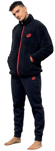 Lotto Tuta Pile Uomo Caldo Sherpa - Giacchetto Full Zip Invernale Morbido (L, Blu 2023)