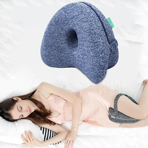WDEC Coussins relève-Jambes avec Mousse à Mémoire de Forme Homme Femmes Leg Pillow pour Dormeurs Latéraux, Coussin de Jambe, Ergonomique pour Les Hanches, Le Dos, Les Jambes, Les Genoux (Bleu)