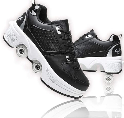 Roller Schuhe, Schuhe mit Rollen rollerskates mädchen Männer, Skateboard Schuhe Bequem Und Atmungsaktiv Quad Skates Verstellbare Rollschuhe Verstecktes Rad Sneaker mit Rollen