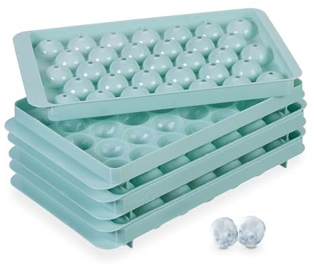 Relaxdays Eiswürfelform rund, 3er Set, wiederverwendbar, 2,5 cm Kugeln, 33 einzelne Eiskugeln, Eisgießform, PP, türkis