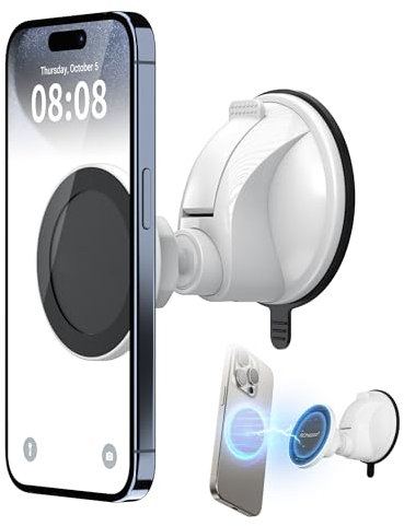 PROfezzion Handyhalterung Spiegel mit Saugnapf, Handy Halterung Magnet für Dusche, Spiegel Wand, Fenster, Spiegelglas, Gläser, Glas, Badezimmer, Küche für iPhone 16/15/14/13/12 Pro Max & alle Handys