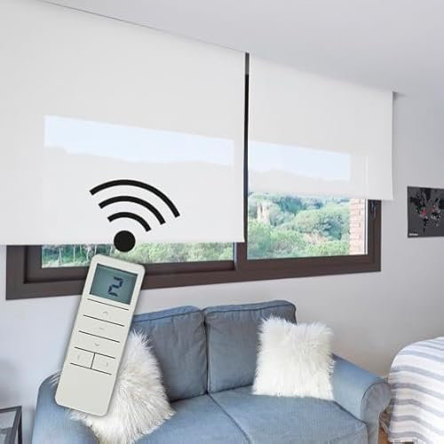 STOR PLANET | Tende motorizzate Screen, Tenda termica isolante, tende elettriche avvolgibili con batteria e comando per finestre grandi fino a 2 m di larghezza e 2,5 m di altezza, colore: bianco 200 x