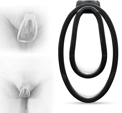 AMZII Fufu Clip Chastity Cage Male Peniskäfig,Keuschheitskäfig Herren Nachahmung Weiblich Trainer Hodensack Penisring Cockring,Keuschheitsgürtel für Herren Gay,SM Penis Käfig Cock Cage (Schwarz,S)