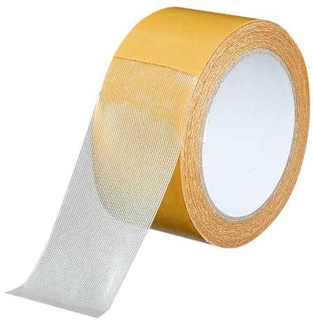 Starkes Doppelfaser-Netzband. Neues Doppelband. Hochleistungs-Glasfasernetz-Doppelklebeband. Durchsichtiges Klebeband für die Herstellung von DIY-Handwerk Tesafilm Abroller (Yellow, One Size)