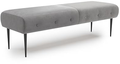 CAVADORE Sitzbank Amba, Trendige Polsterbank 2,5-sitzig für Küche, Esszimmer oder Wohnküche / Küchenbank passend zum 2,5-Sitzer Amba / 139 x 52 x 54 / Flachgewebe: Dunkelgrau