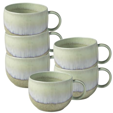 Villeroy & Boch like. by Perlemor Alga Kaffeetassen 6er Set, 190 ml, Tassen mit Reaktivglasur, Premium Porzellan, Grün