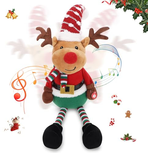 XstarG Alce de Navidad Que Canta y Baila, Peluche de Navidad Juguete Que Repite, Alce de Peluche Navidad Bailando Eléctricos de Peluche Adornos de Navidad Decoración (Christmas Reindeer)