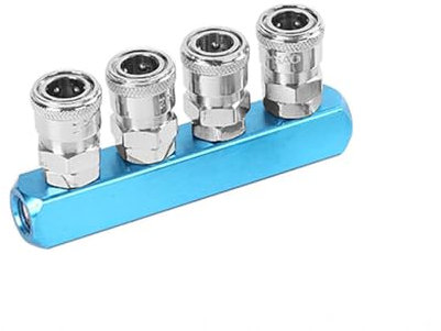 1 répartiteur de compresseur d'air en aluminium, 4 voies droites à connexion rapide, raccord de collecteur d'air