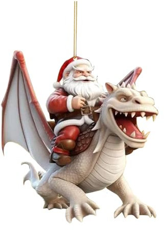 Weihnachtsbaum Anhänger Weihnachtsbaumschmuck Deko Christbaumschmuck Personalisiert Acryl Weihnachtsmann reitet einem Drachen Weihnachten Basteln Winterdeko Weihnachtsbäume Autobehänge Fenster Flure