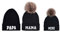 Kunyeah 3Pcs Eltern-Kind Beanie Hut Mama Papa Baby Matching Hüte Winter warme Mütze mit Bommel Frauen Männer gestrickte Mütze (DE/NL/SE/PL, Alphanumerisch, Einheitsgröße, Schwarz)