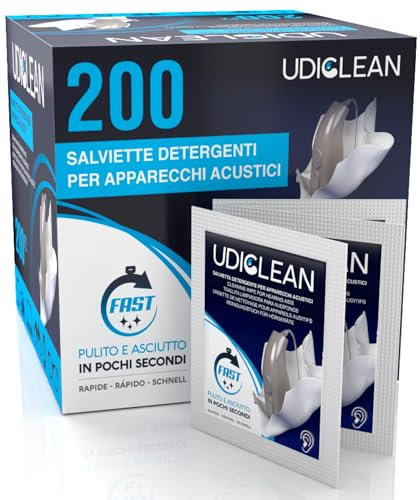 200 lingettes nettoyantes pour appareils auditifs Udiclean humidifiées à séchage rapide emballées individuellement éliminent la sueur le cérumen et la saleté