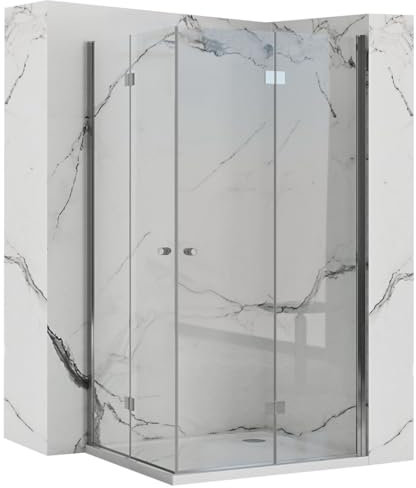 Rea Duschkabine Fold N2 80X80 Chrome, Sicherheitsglas, Modern (6 mm dickes Glas) - 80X80X190CM