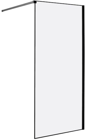 Paroi de Douche de Salle de Bain en Verre Trempé sans Porte 90 x 190 cm Noir Waspam