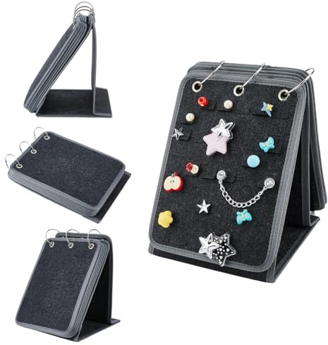 SUPERFINDINGS 1PC Présentoir pour épingles en émail 3 Anneaux Présentoir d'épingles à Broches Présentoir d'épingles Noir Support de Rangement pour Collection Présentoir d'épingles Portable