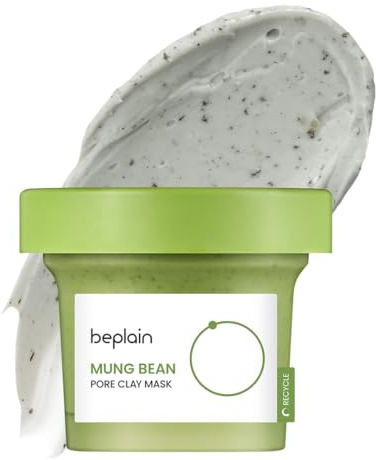 beplain Mung Bean Pore Clay Mask, Blackhead Facial Exfoliator, 4.05 fl oz | Fragrance-Free Wash-Off Mask for Blackhead & Whitehead Care, Gently Exfoliates and Tightens Pores, Korean Skincare