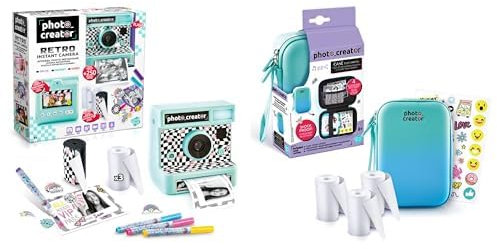 CANAL TOYS INSTANT Retro Camera, Photo Creator CLK 012- Schutzhülle für Digitale Sofortbildkamera, Aufbewahrungstasche für Sofortbildkamera, Thermopapierdruck & Stickerblätter