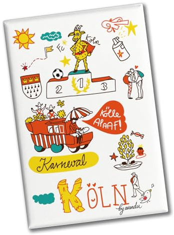 Köln Wimmelbild Souvenir Magnet - Kölle Alaaf! Humorvoller Souvenir Magnet für Karnevalsfans