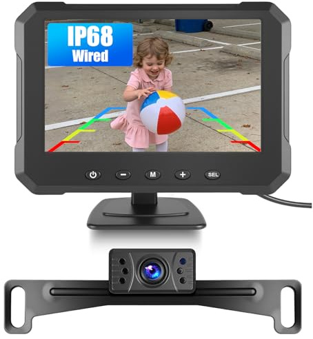 Backup Camera for Car 5 Inch Monitor Rear View Camera IR Night Vision for Truck/Car/Pickup/SUV/ IP68 Waterproof with License Plate Backup