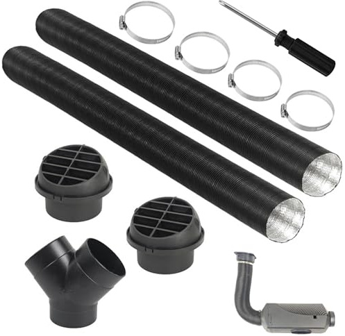 Diesel Heater Ducting, 75mm Diesel Heater Exhaust Pipe Set 2pcs 75mm Tuyere + 4 Clips + Y Piece Replacement Accessories for Yacht RV
