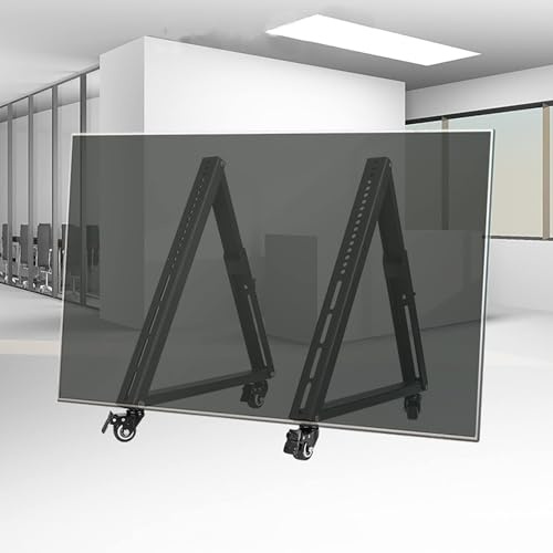 JTSMJQIE Chariot TV mobile avec roulettes – Support réglable en hauteur pour téléviseurs LED plats/incurvés de 32 à 58 pouces – Support inclinable et rotatif pour une mobilité facile