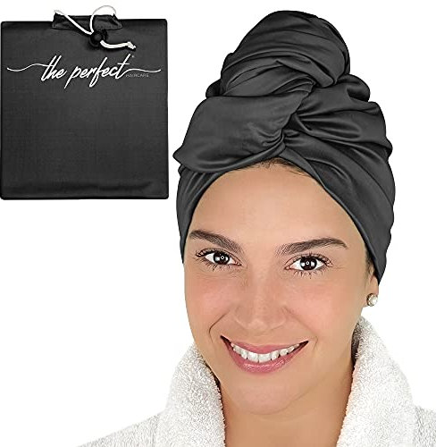 THE PERFECT HAIRCARE Microfiber Hair Towel Wrap Ultra-Fine Anti-Frizz Turban That Never Falls Off - Curly Girl Method Approved & Big (40' x 27.5)