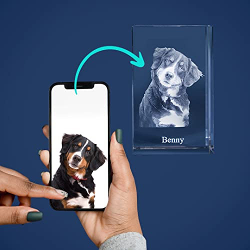 LOOXIS Photo 3D personnalisée en verre gravé au laser - Idée cadeau pour Noël, anniversaire, anniversaire de mariage, femmes et hommes - Verre Viamant, hologramme, parallélépipède, format S portrait