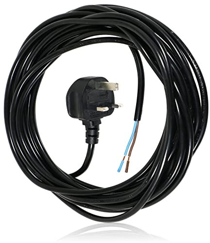 SPARES2GO 8.4M Metre Black Cable Mains Power Lead for Black & Decker Lawnmower & Garden Strimmer (UK Plug)