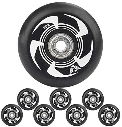Inline Skate Rollen mit ABEC-9-Lagern 72 mm 76 mm 80 mm 90A Ersatz Rollen für Hockey Skates 8er-Pack,Weiß,80mm