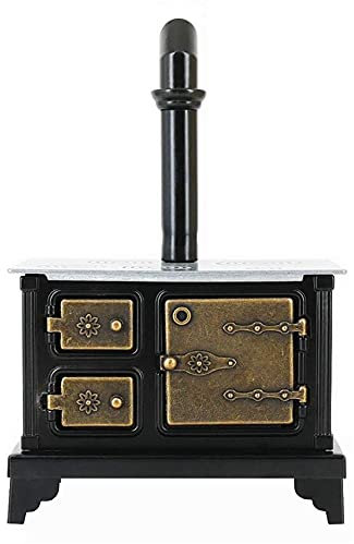 EatingBiting 1/12 Mini Furniture Iron Stove Long Chimney Model Landscape Decor,Perfect DIY Home Ornament Garden Decoration Decoration Accessories Mini House Furniture Set