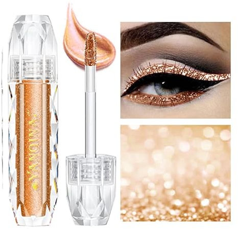 GL-Turelifes Flüssiger Glitzer-Lidschatten Glänzender Diamant-Eyeliner-Stift Schimmer-Lidschatten Langanhaltende wasserdichte Metallic-Pigmente Funkelndes Schimmer-Augen-Make-up (#04)
