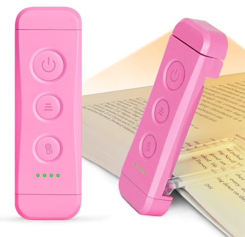 Glocusent Leselampe Buch Klemme, Augenschonende Bücher Leselampe mit 3 Farben & 5 dimmbaren Helligkeiten, Wiederaufladbar Buchlampe, Buch Leselicht perfekt für Muttertagsgeschenk