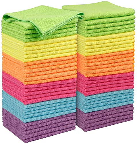 Orighty Mikrofaser-Reinigungstücher 60 Stück, Extrem Saugfähig und Fusselfrei, Für Viele Zwecke Geeignet, Starkes Staubwischen, Haushalt, Küche, Autopflege Reinigungstücher 30,5 x 30,5 cm