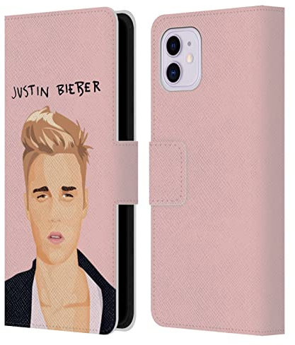 Head Case Designs Licenciado Oficialmente Justin Bieber Rosa Justmojis Carcasa de Cuero Tipo Libro Compatible con Apple iPhone 11