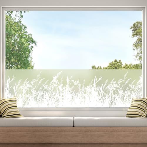 dktie Film pour fenêtre Intimité en vinyle dépoli sans colle Film pour fenêtre en verre dépoli Film autocollant statique amovible pour plantes pour cuisine, salle de bain, chambre d'enfant 44,5X200CM