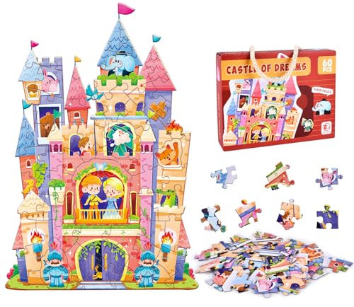 FORMIZON Puzzle Kinder, 60 Teile Tierische Puzzleteile, Burg Puzzle Spielzeug, Pädagogisches Spielzeug, Kinderpuzzle Geschenk für Jungen Mädche ab 5-12 Jahren