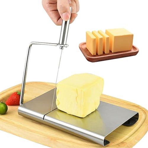 Topyond Cheese Cutter Board Stainless Steel, Household Anti Corrosiveness Cheese Cutter, 6PCS Cutting Wire Included,Heavy Duty Cheese Slicer for Block Cheese