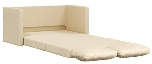 vidaXL Bodensofa, Klappbar Bodenbett Sofa mit Schlaffunktion, Schlafsofa Schlafsessel mit Metallgestell, Klappsofa Sofabett für Wohnzimmer Schlafzimmer, Creme Stoff