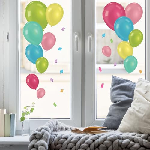 Wandtattoo Loft Fensterbild Karneval Luftballons Girlande wiederverwendbar Frühling bunte Ballons Fasching farbige Kreise, A2 Bogen