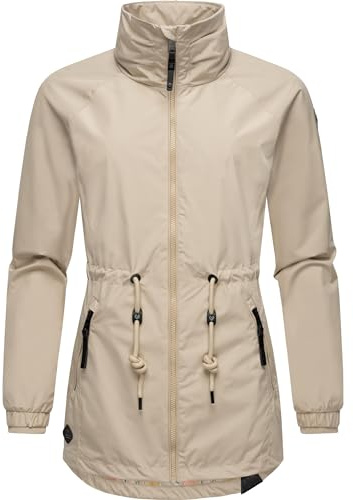Ragwear leichte Damen Übergangsjacke kurz Outdoorjacke wasserdicht und atmungsaktiv mit Taillenzugband und Stehkragen Tacy YOUMODO Sand Gr. 5XL