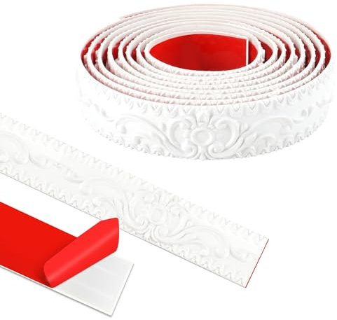 ZTVOWTO Wandleisten Selbstklebend, Deckenleisten Selbstklebend, 3D Deckenleisten Styropor füR Spiegelkanten, MöBel, TüRrahmen, Decken, Wohndekoration (Weiß, 300cm*3.6cm)