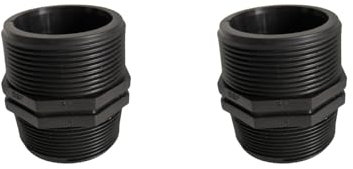 PP Gewindefitting Schwarz PN10 10 Bar Fittings Doppelnippel Nippel AG 2 Zoll 2 Stück