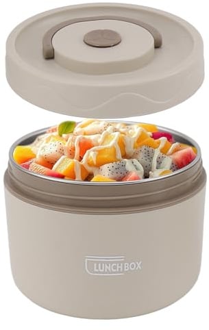 Tissting Food Flask for Hot Food 550ml Soup Flask Microwaveable Thermal | Lunch Containers 304 Stainless Steel Liner Insulated Food Jar Salad Picnic Boxes White