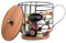 Hniuyun Large-Capacity Coffee Pod & Capsule Organizer - Black Metal Wire Basket with Wooden Base for Kitchen Counter, Office & Coffee Bar Storage