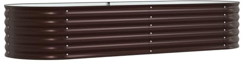 vidaXL Modernes verzinktes Stahl Hochbeet 240cm x 80cm 44cm Outdoor Metall Pflanzgefäß Langlebige braune Oberfläche Ideal für Gemüse und Blumen Stylische Lösung für den Hausgarten Ovales Design