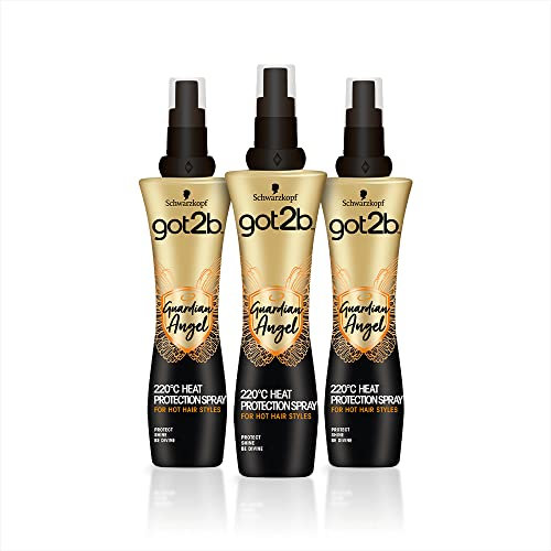 Got2b Guardian Angel Hitzeschutzspray, 3 Stück, 200 ml (600 ml) – schützt das Haar vor Hitzeeinwirkungen – Hitzeschutz bis 220 °C