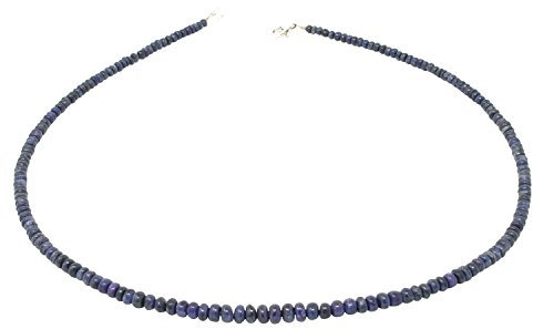 Kette Collier aus Saphir Safir & 925 Silber blau dunkelblau Edelsteinkette Saphirkette für Damen