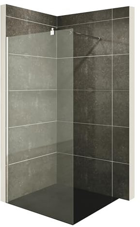 i-flair Duschabtrennung Walk In FIONA 70x200 cm Duschwand Dusche 10mm STARK aus DURCHSICHTIGEM NANO ESG Sicherheitsglas mit Edelstahl Wandprofilen #740 (Klares Glas)