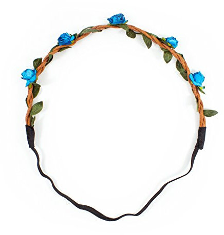 Oblique-Unique® Blumen Haarband Stirnband Blumenkranz Haarschmuck Kopfschmuck Bohemia Style - Farbe wählbar - (Blau)